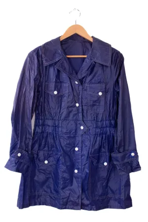 80s-90s Pirates Cove Dark Blue Nylon Long Rain Coat