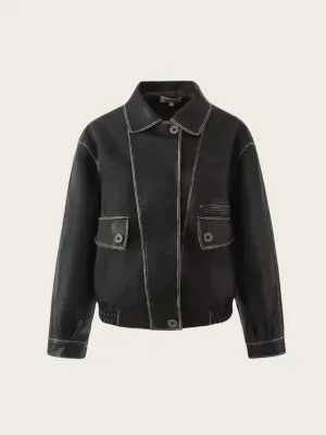 Afia Vintage Faux Leather Jacket