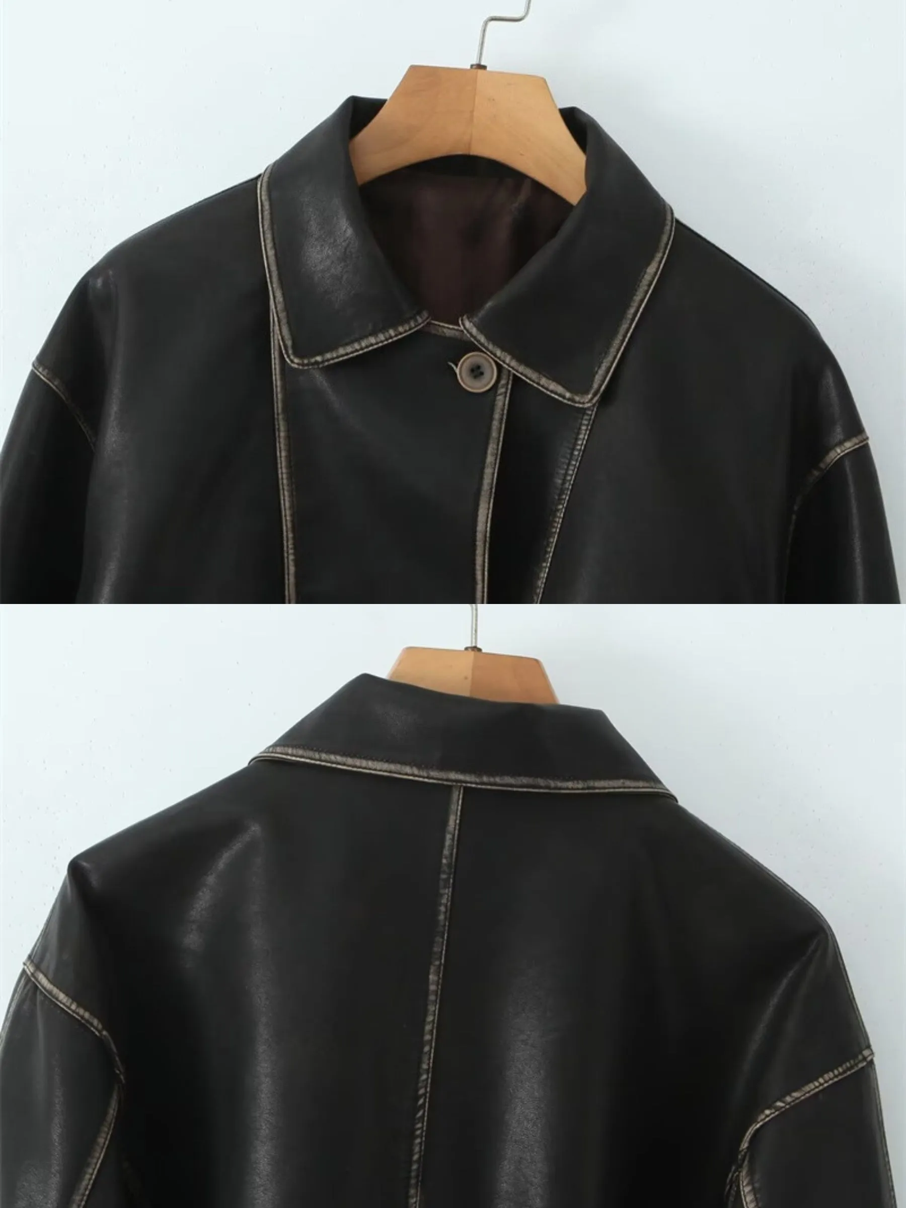 Afia Vintage Faux Leather Jacket