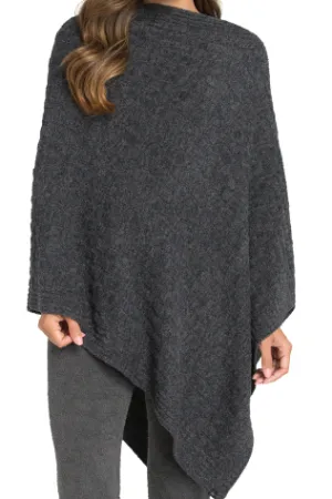 BAREFOOT DREAMS- Cozychic Lite Cable Poncho in Carbon/Black