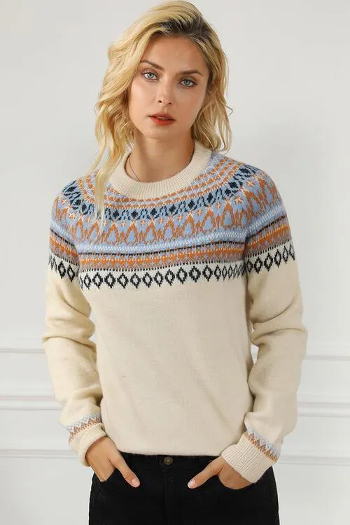 Chic and Cozy Geometric Knit Pullover for Effortless Style