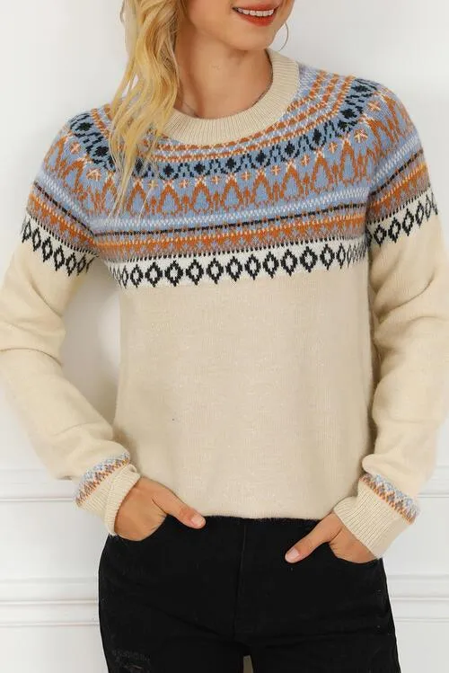 Chic and Cozy Geometric Knit Pullover for Effortless Style