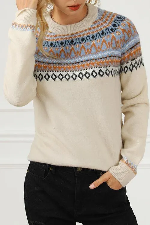 Chic and Cozy Geometric Knit Pullover for Effortless Style