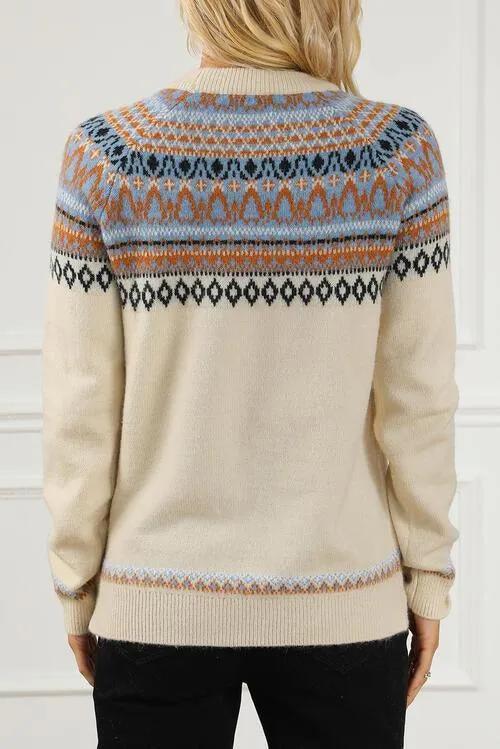 Chic and Cozy Geometric Knit Pullover for Effortless Style