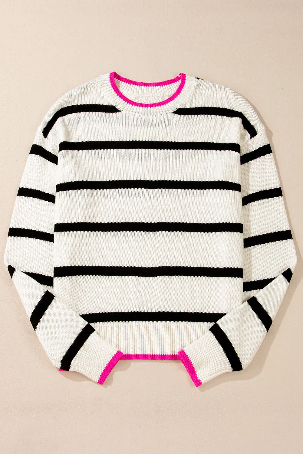 Color Contrast Crew Neck Sweater