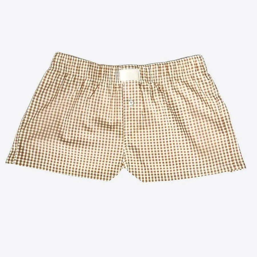 Comfortable Plaid Elastic Waist Shorts