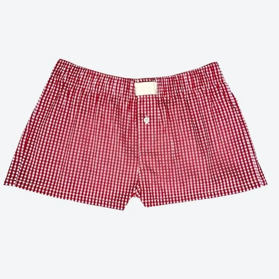 Comfortable Plaid Elastic Waist Shorts