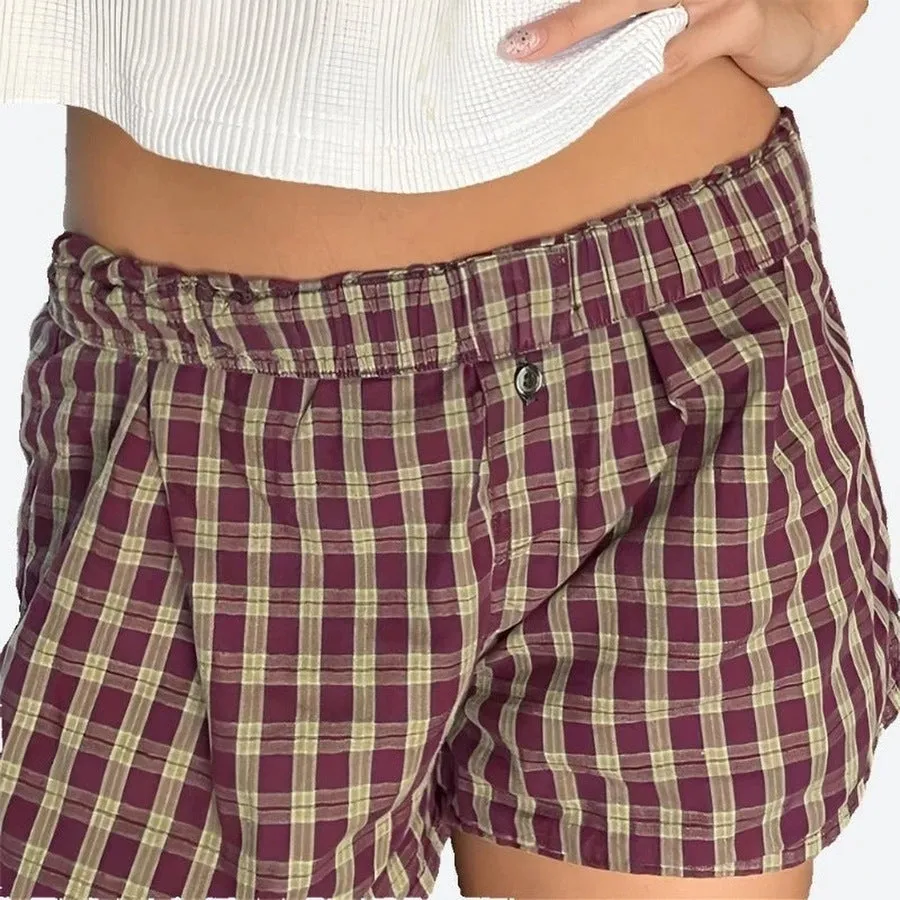 Comfortable Plaid Elastic Waist Shorts