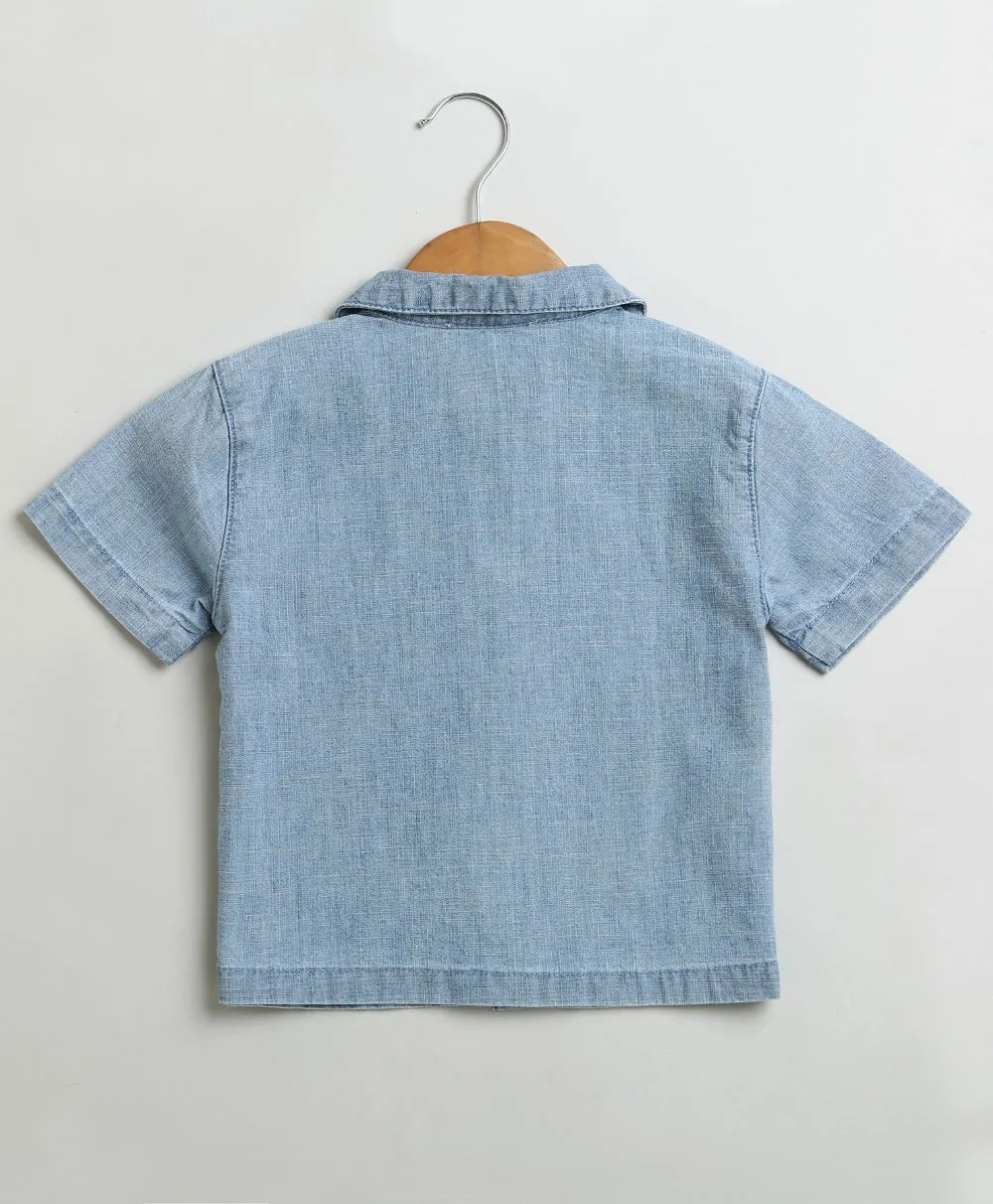 Cotton Denim Shirt & Shorts Co-ord Set