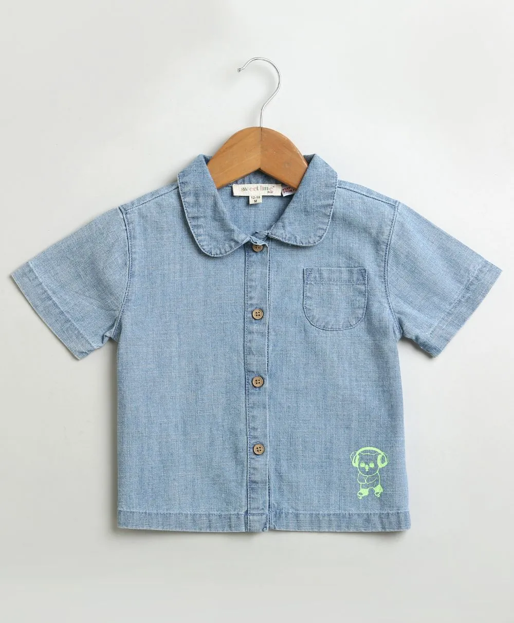 Cotton Denim Shirt & Shorts Co-ord Set