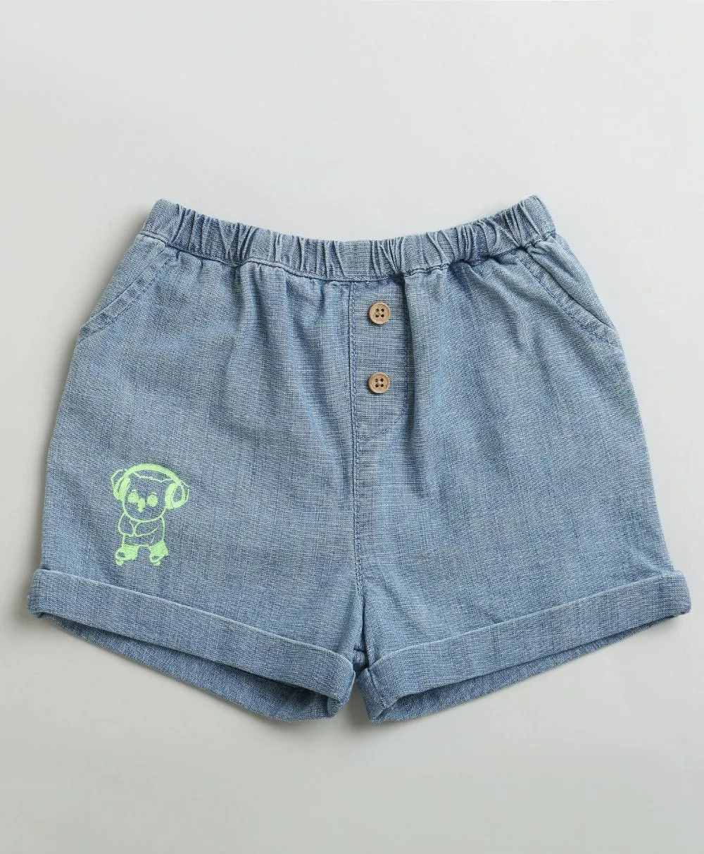 Cotton Denim Shorts