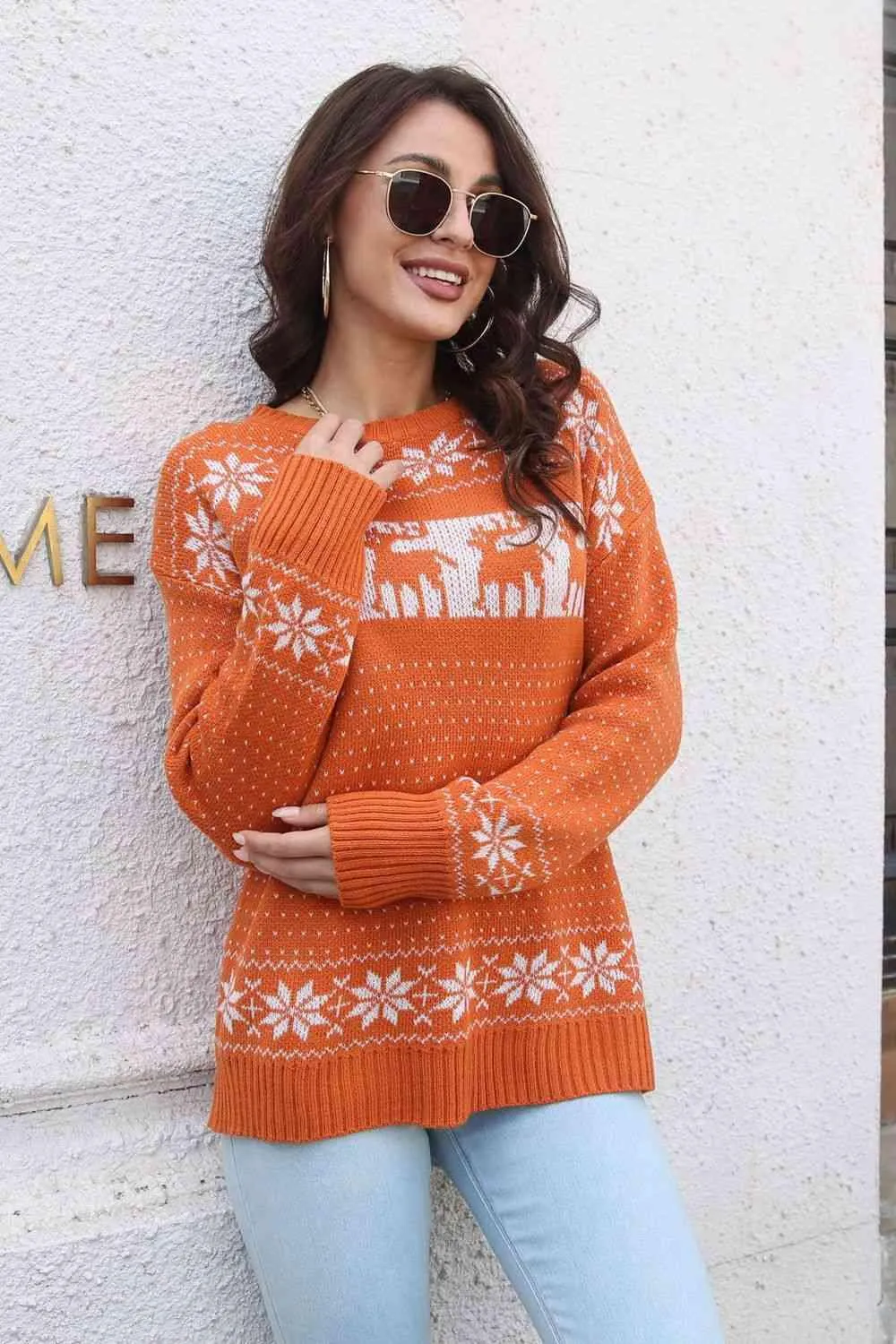 Cozy Festive Reindeer Pullover Sweater