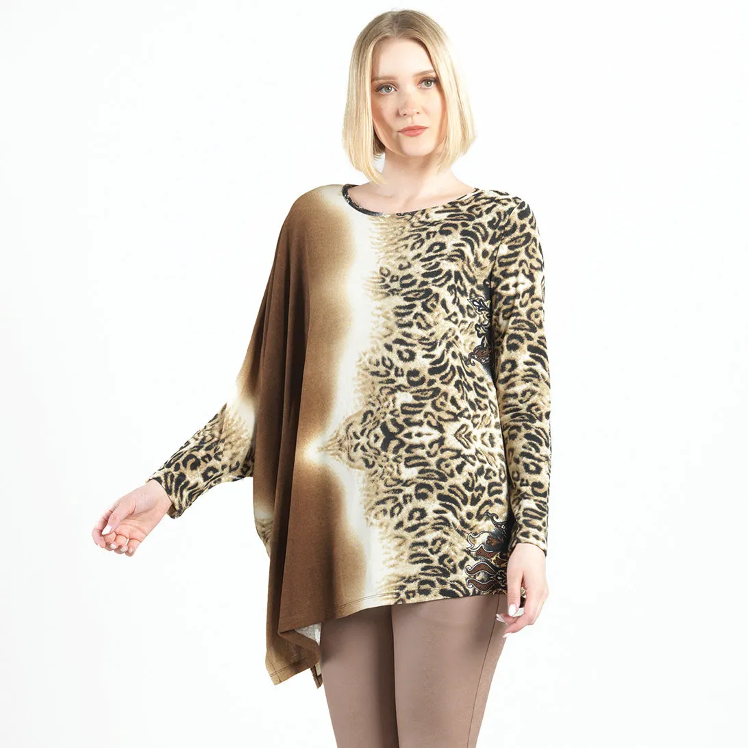 Cozy Knit - Poncho Sleeve Sweater Tunic - Animal Ombré - Final Sale!