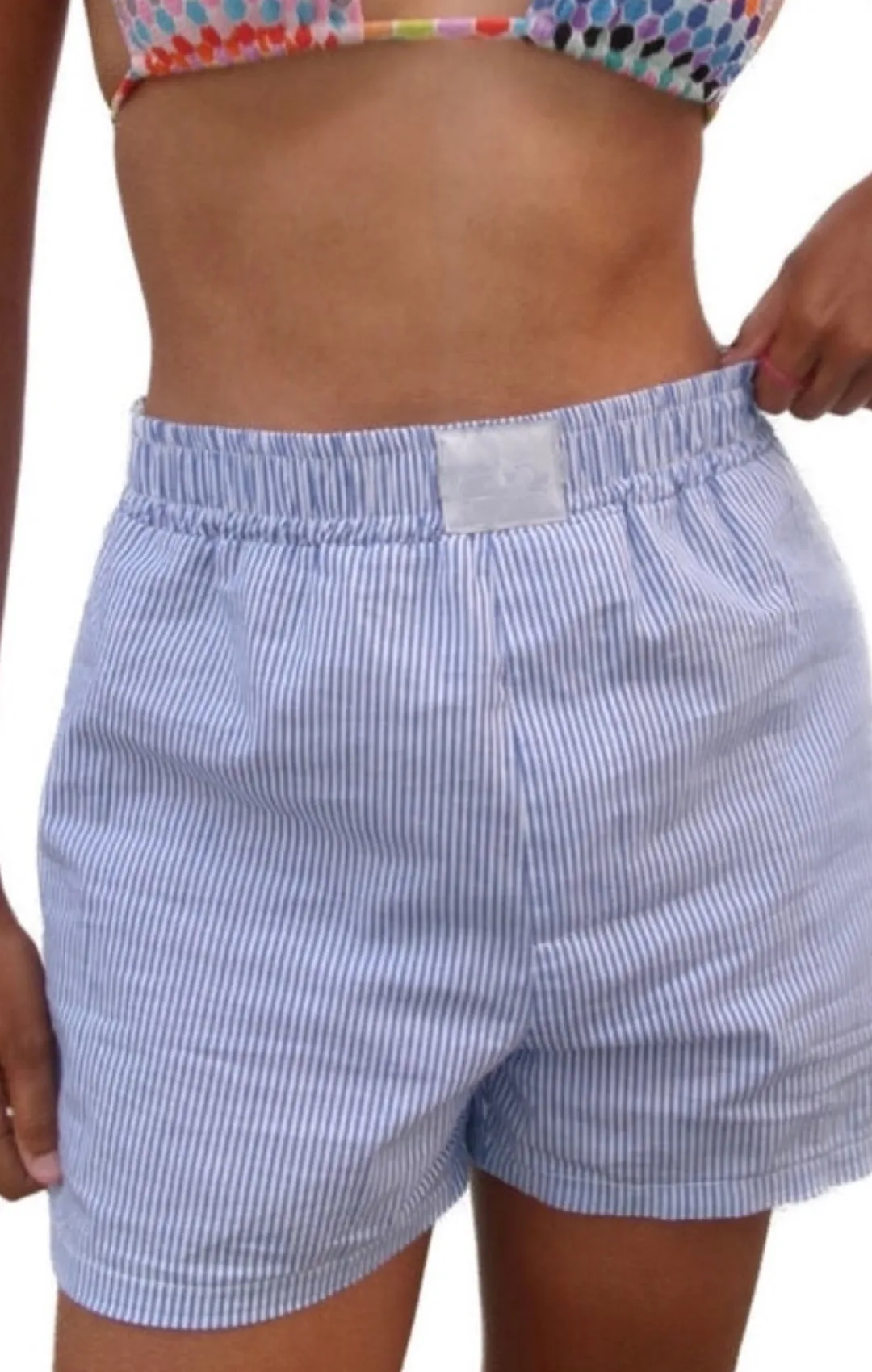 Elastic Waist Striped Boxer Shorts