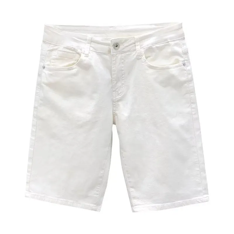 Giant Handsome Young Man Denim Shorts Men's Summer Thin 2024 New Summer Men White Fifth Jeans