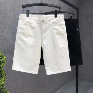 Giant Handsome Young Man Denim Shorts Men's Summer Thin 2024 New Summer Men White Fifth Jeans