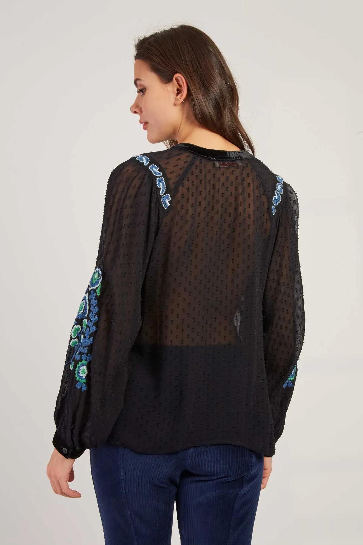 Haiti Embroidered Top - Black