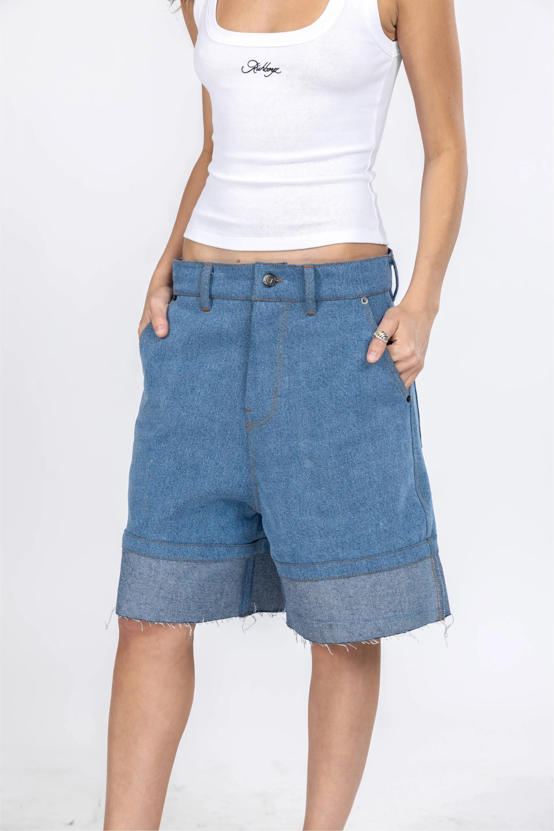 Inverse Denim Shorts - Dull Blue