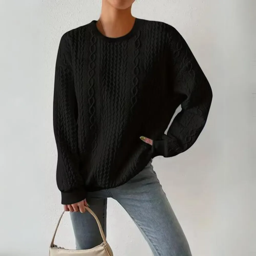 Ivyshape | Casual Sweatshirt with Round Neckline