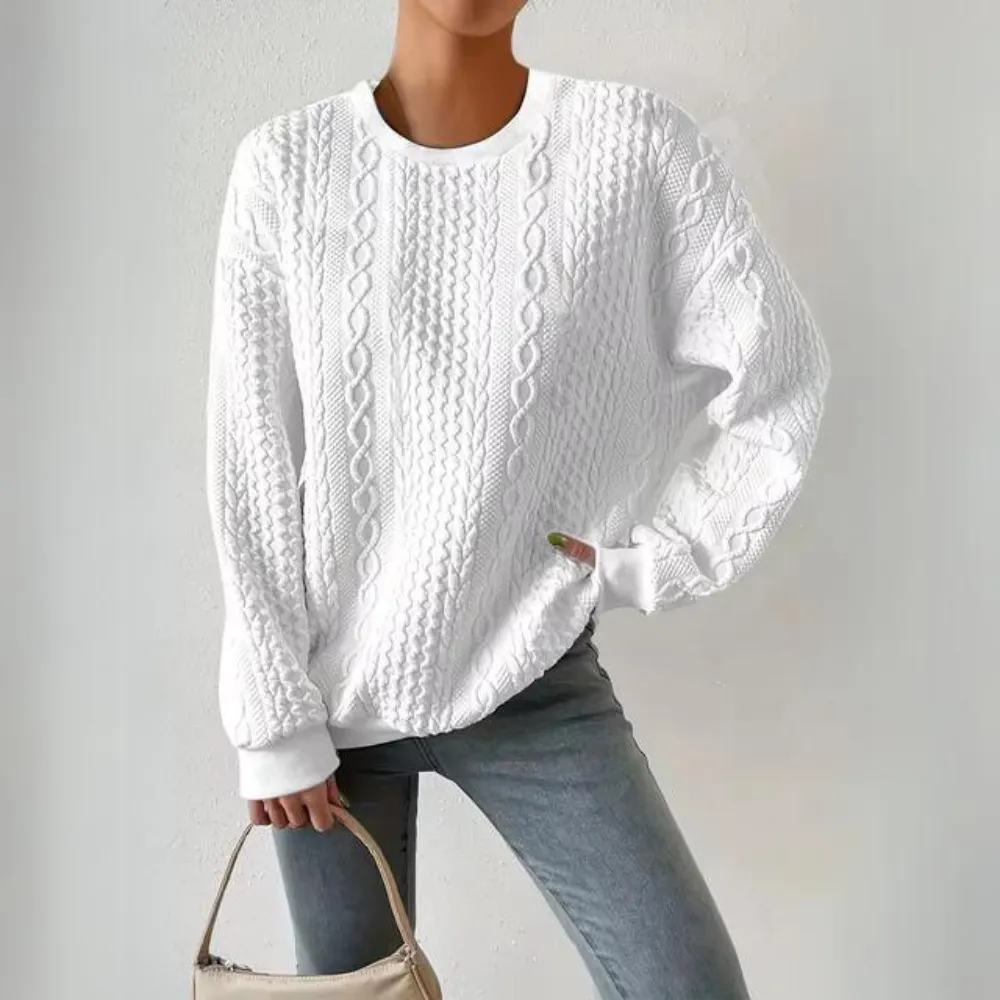 Ivyshape | Casual Sweatshirt with Round Neckline