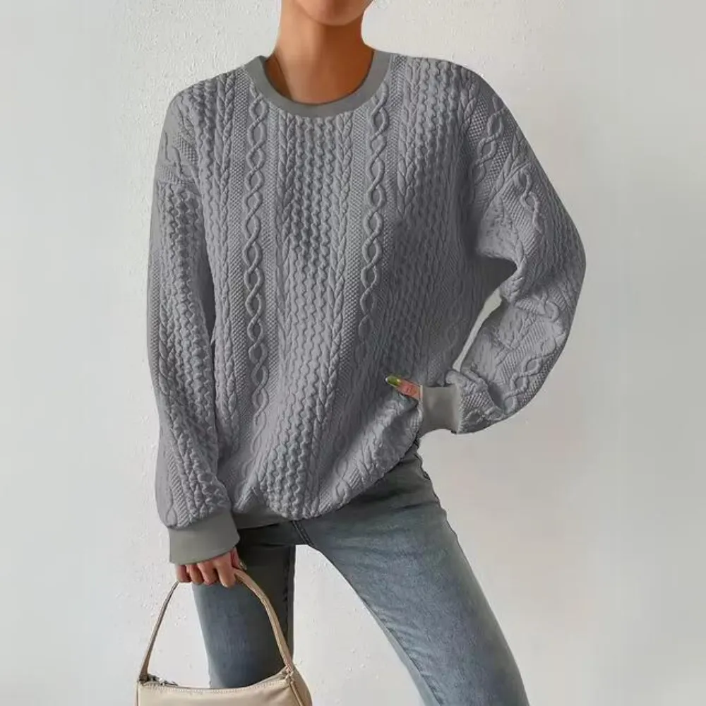 Ivyshape | Casual Sweatshirt with Round Neckline