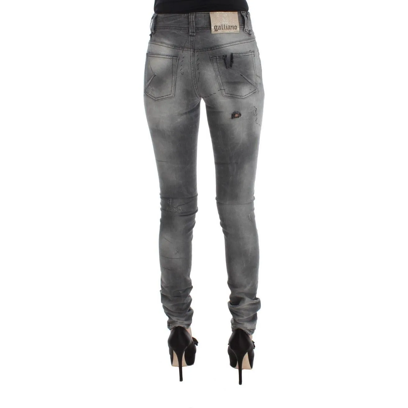 John Galliano Chic Gray Slim Fit Designer Jeans