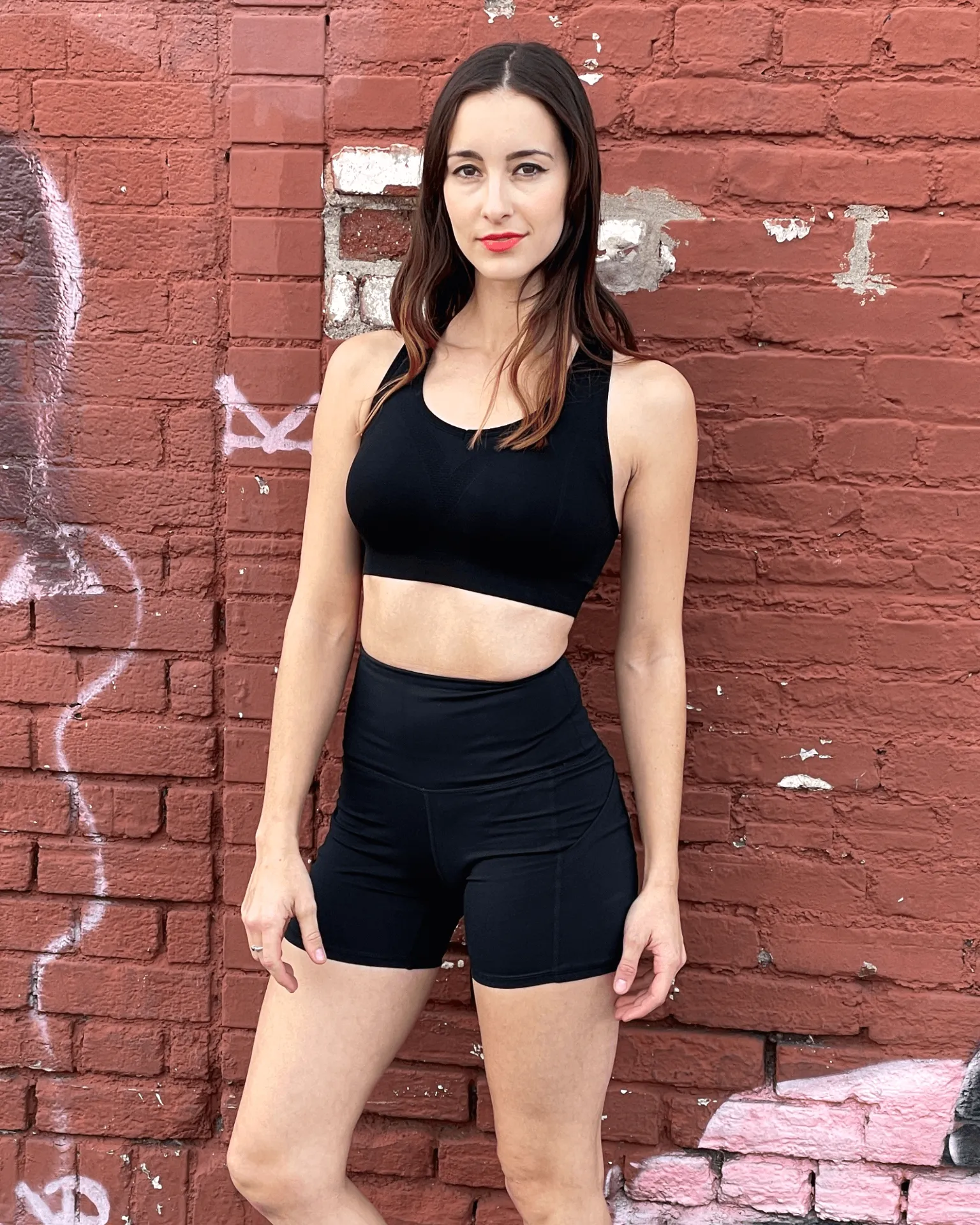 Jolie High-Waisted Athletic Shorts with Hip Pockets - Supportive and Comfortable