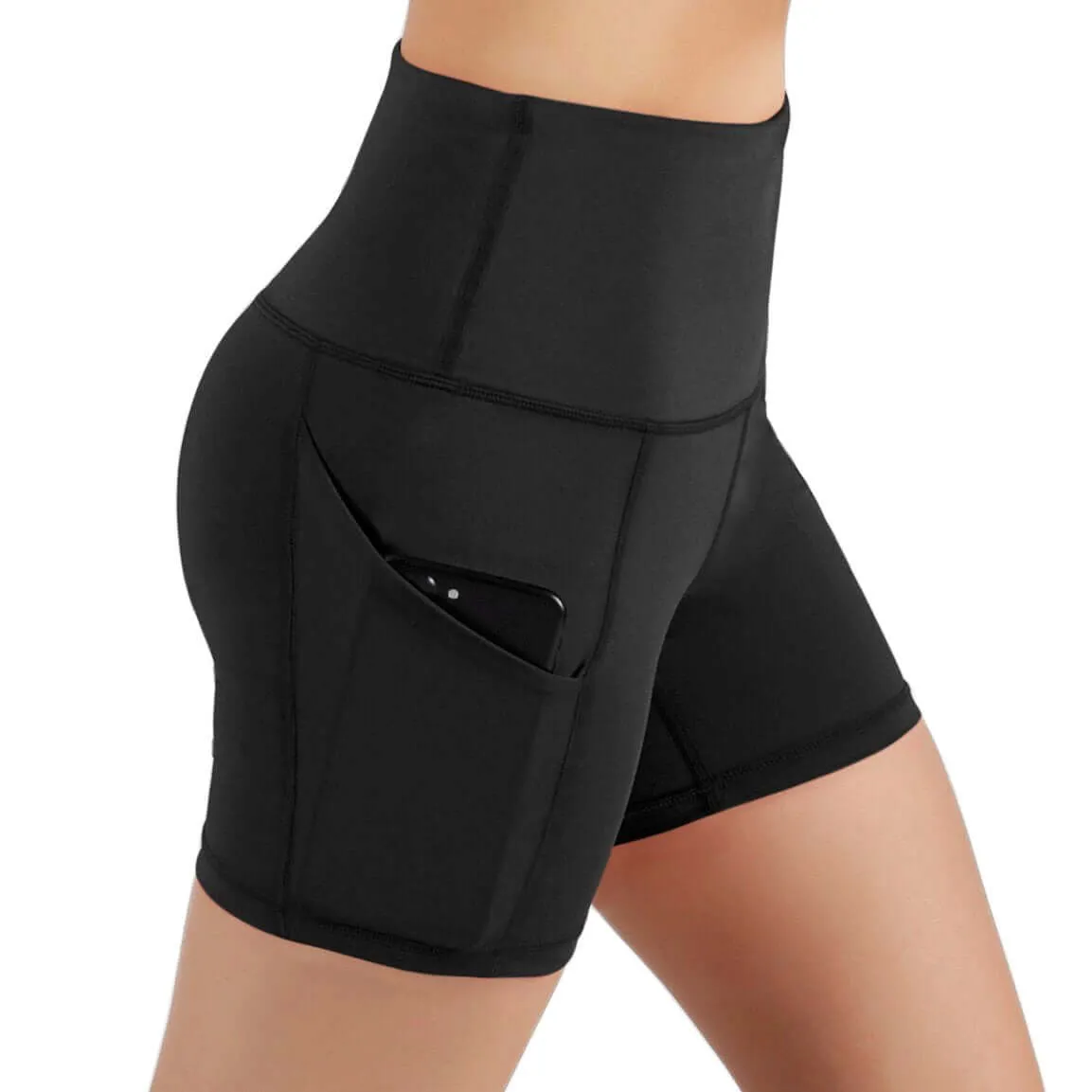 Jolie High-Waisted Athletic Shorts with Hip Pockets - Supportive and Comfortable