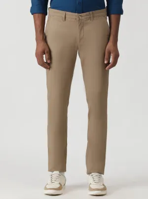 Khaki Dobby Super Slim Fit Casual Trouser | Greenfibre