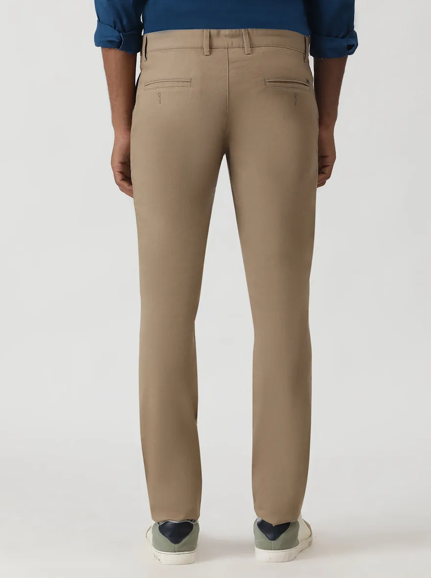 Khaki Dobby Super Slim Fit Casual Trouser | Greenfibre