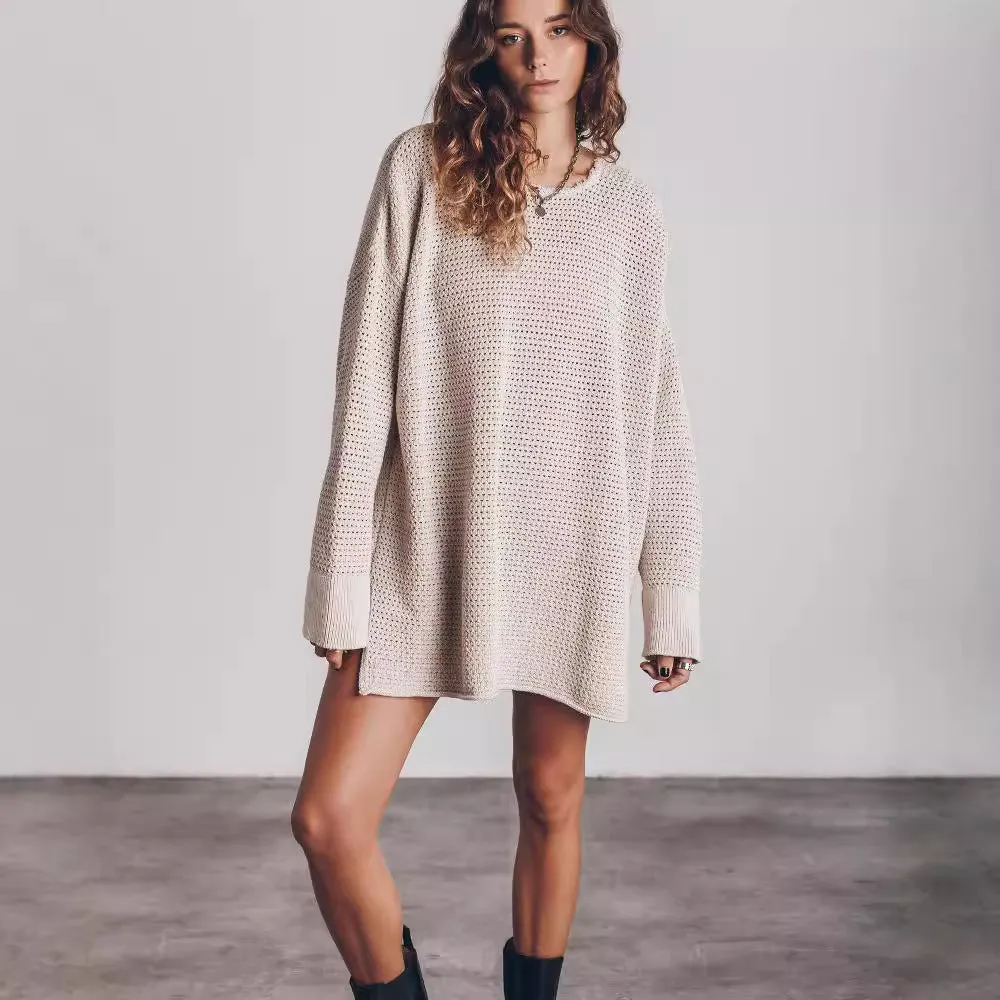 Loose Cozy Knit Oversized Slit Side Sweater