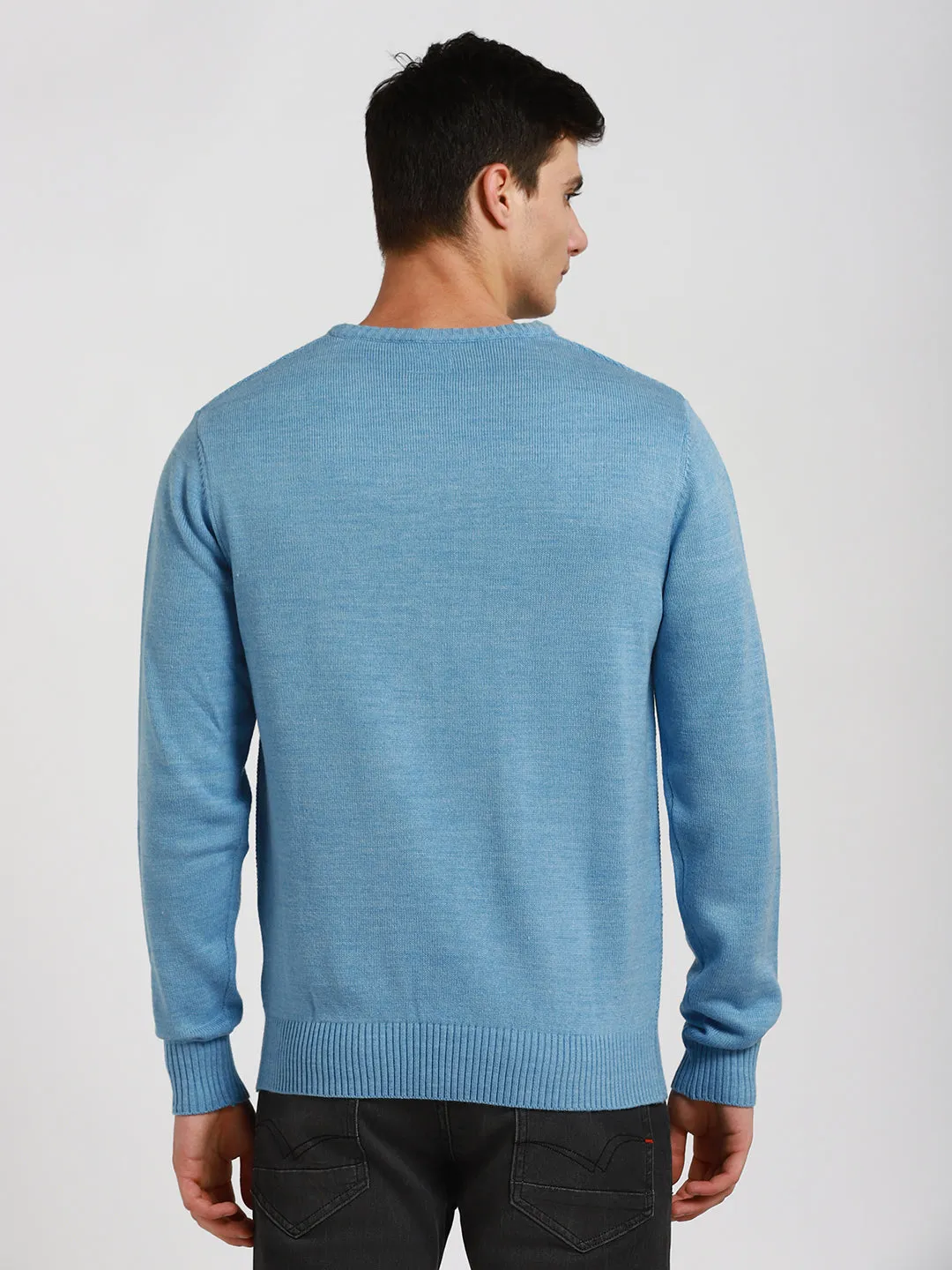 Men's Cable Knit Round Neck Pure Acrylic Pullover Sweater