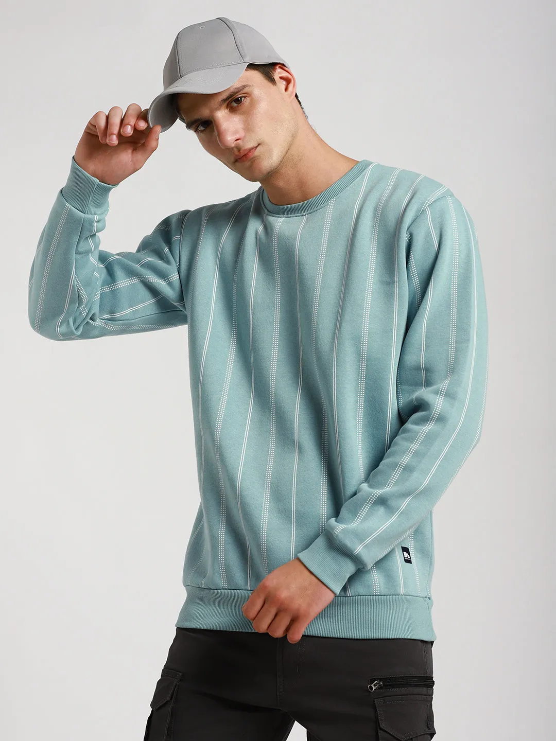 Men's Striped Cotton Pullover Sweater