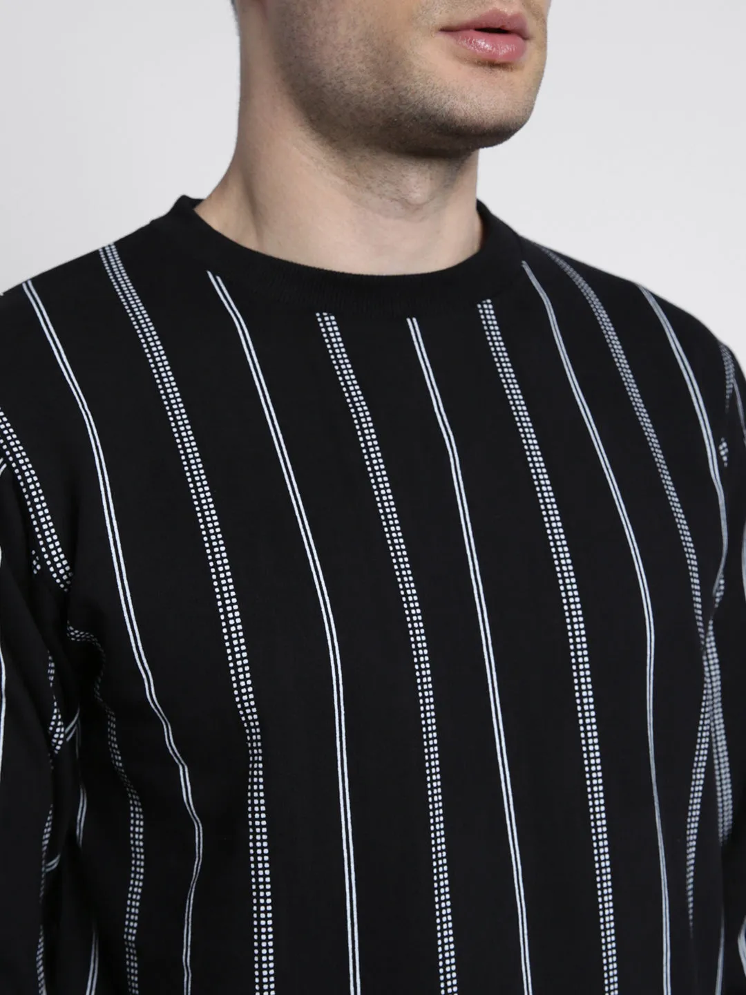 Men's Striped Round Neck Sweatshirt