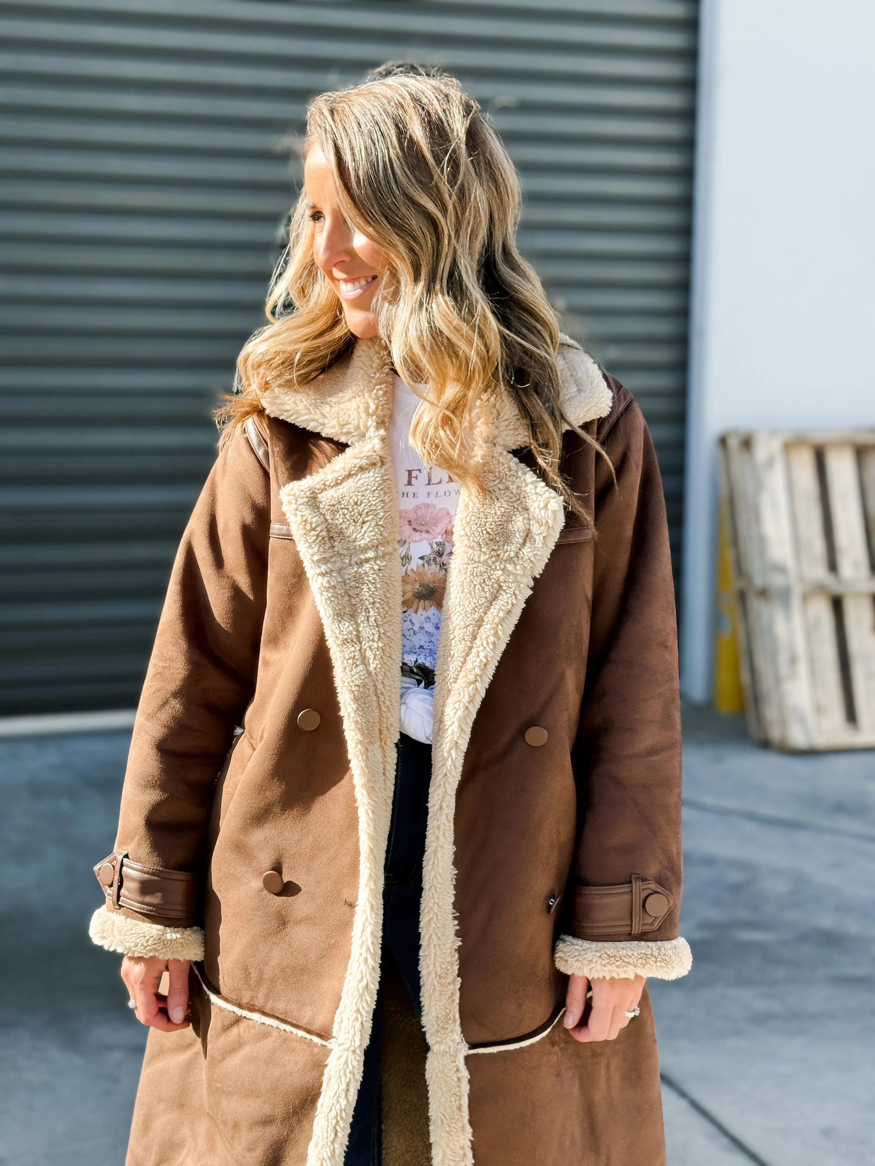 Mia Sherpa Coat - Brown