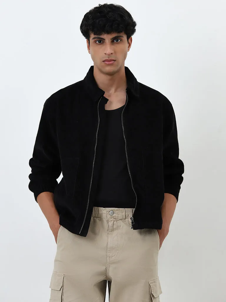 Nuon Black Relaxed-Fit Corduroy Cotton Jacket