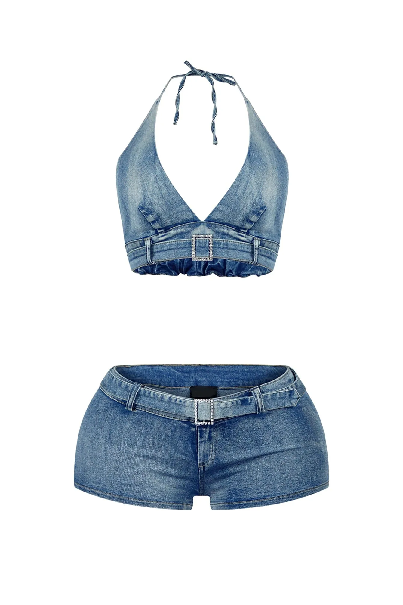 One Call Away Denim Top & Shorts SET