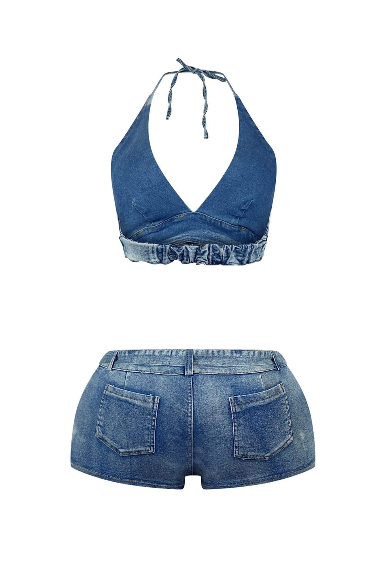 One Call Away Denim Top & Shorts SET