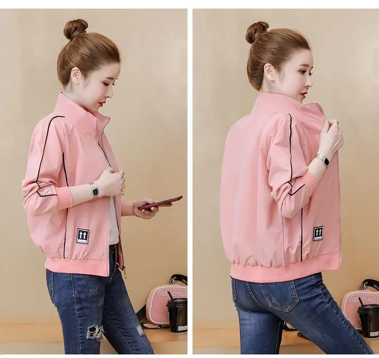 Short Petite Windbreaker Women Korean Casual Trendy Tops Cardigan Jacket Thin Outerwear