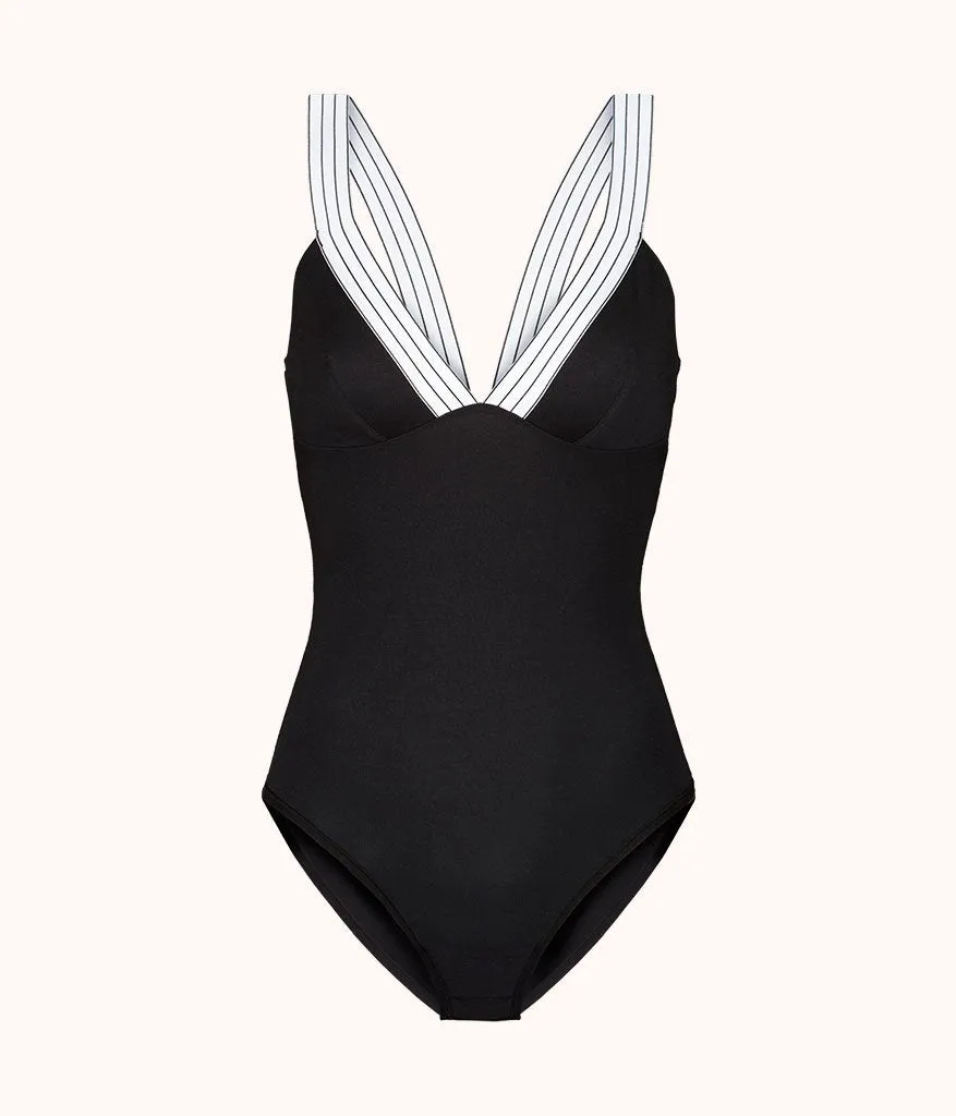 The All-Day Plunge Bodysuit: Jet Black