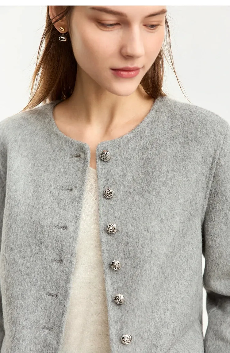 Trendy Crewneck Full Woolen Coat