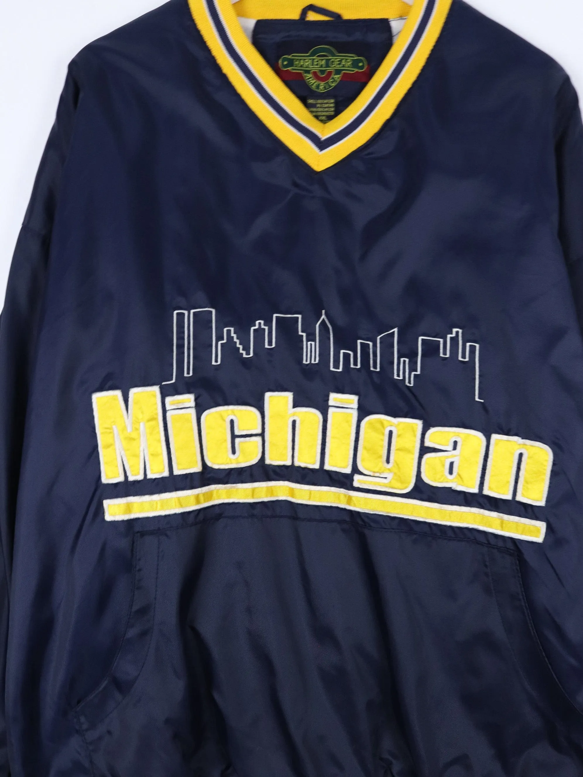 Vintage Michigan Wolverines Jacket Mens 2XL Blue College Windbreaker Pullover