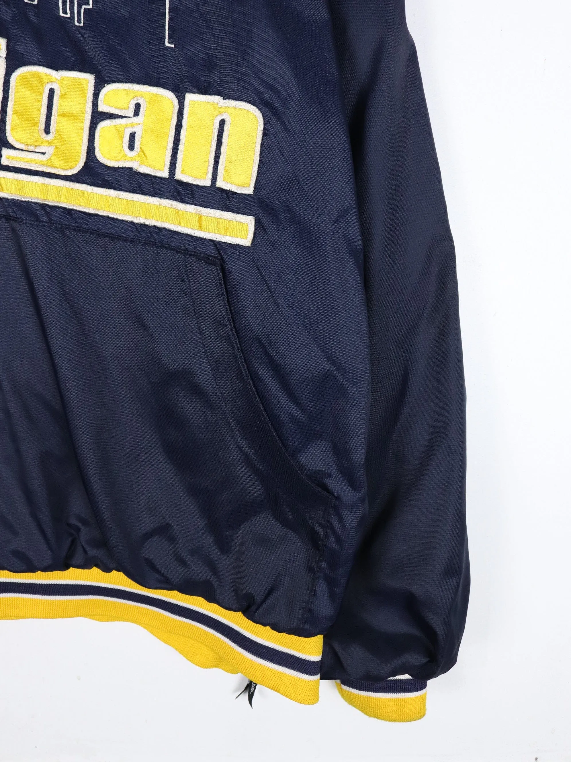 Vintage Michigan Wolverines Jacket Mens 2XL Blue College Windbreaker Pullover