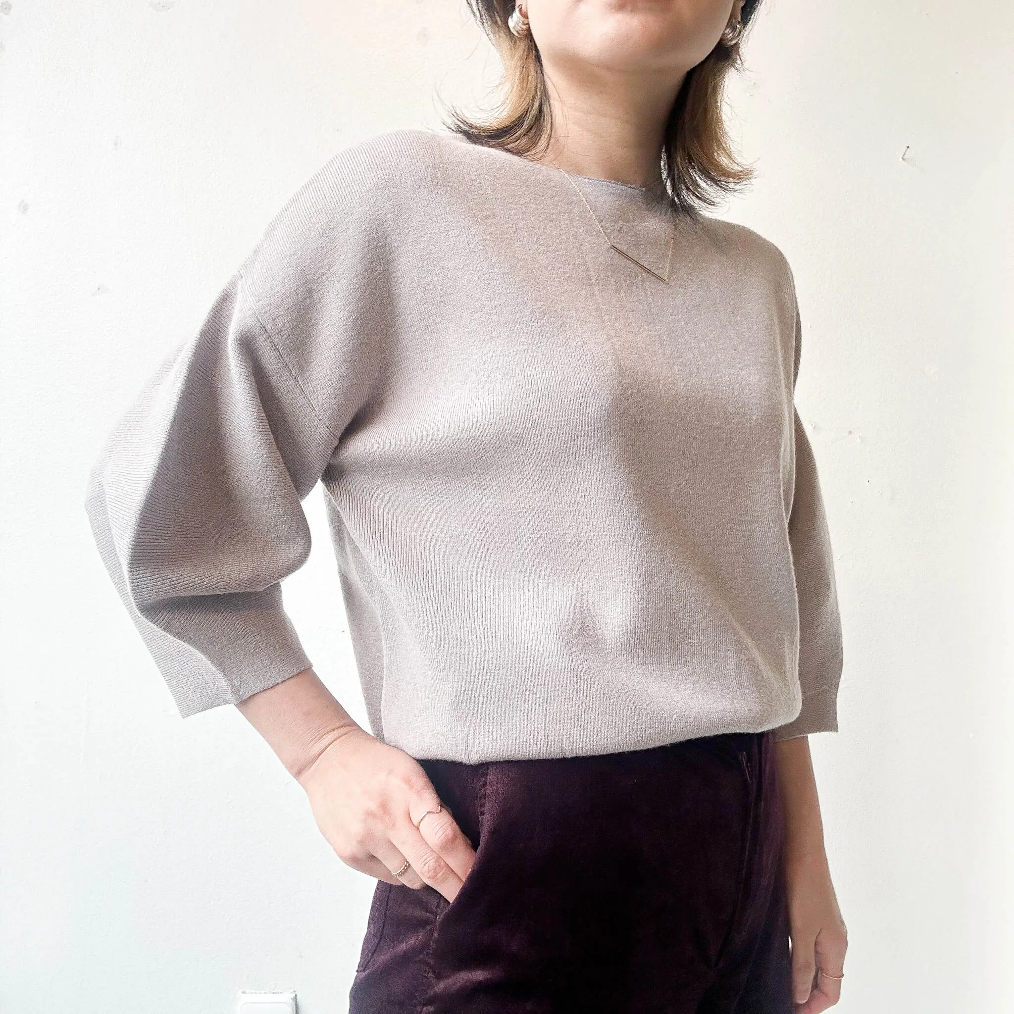 Wagen | Soft Puff Half Sleeve Sweater