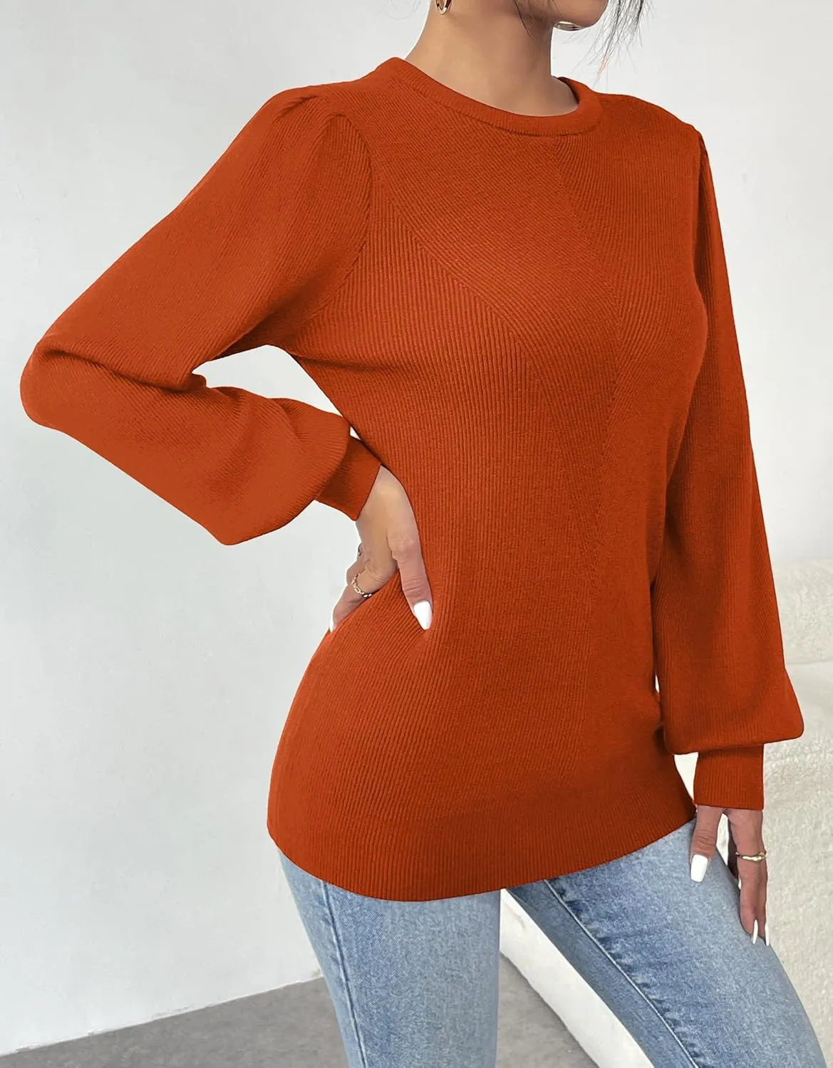 Zeagoo Womens Sweaters Fall Long Sleeve Shirts Ribbed Knit Outfits