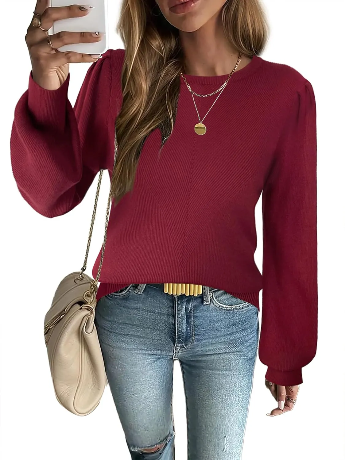 Zeagoo Womens Sweaters Fall Long Sleeve Shirts Ribbed Knit Outfits