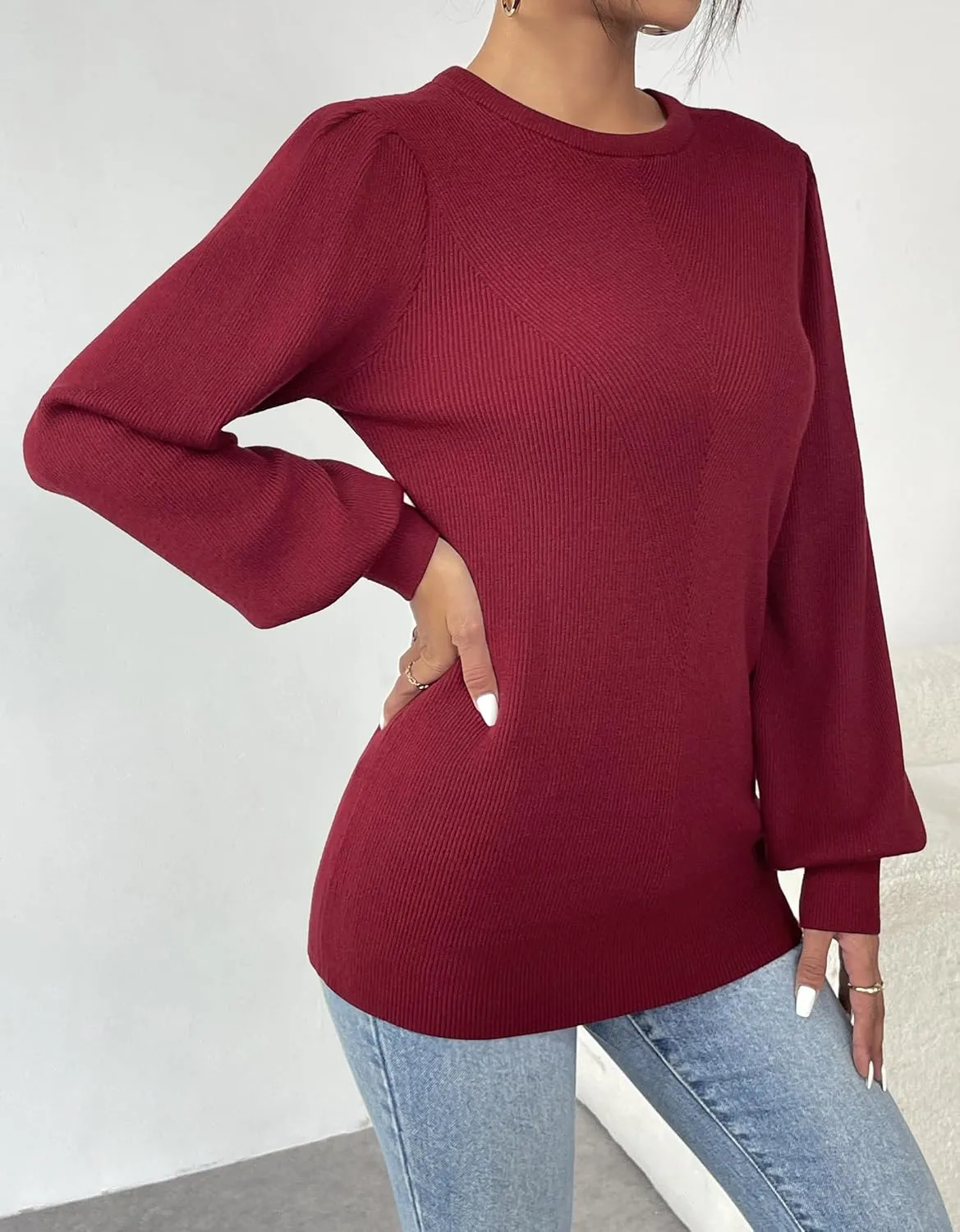 Zeagoo Womens Sweaters Fall Long Sleeve Shirts Ribbed Knit Outfits